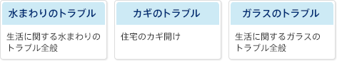 水まわりのトラブル/カギのトラブル/ガラスのトラブル